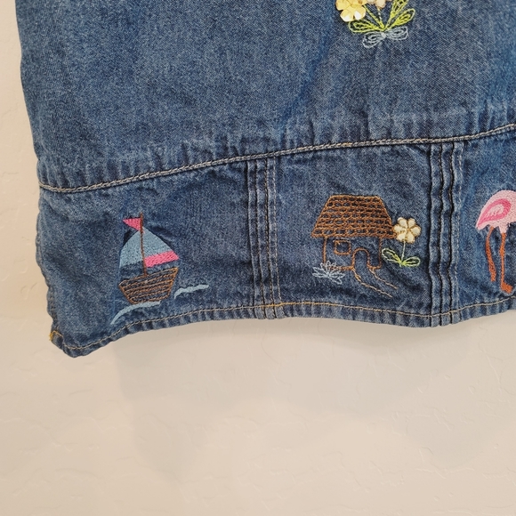 💕 Lemon Grass Short Sleeves Button Down Denim Top Women's Size Large Petite - Picture 5 of 10